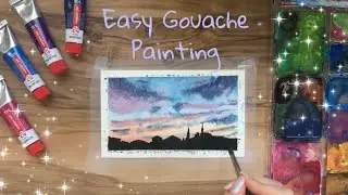 ☁️ Easy Sky with Gouache Painting (Real Time) - Guaj Boya ile Kolay Gökyüzü Çizimi (Gerçek Zamanlı)