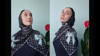 Платок с декоративными уголками - как завязать красиво. Атласный платок с магнитной брошкой.