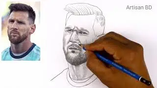 Pencil Drawing of Lionel Messi | Easy Pencil Sketch, Messi from PSG