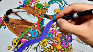 How to draw a dog with doodles around it!
