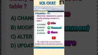 SQL Quiz 51 || #sql #mysql #coding #quiz #interview #mcq #shorts #viralvideo #reels @SekharAcademy1
