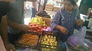 Fergana green bazaar near the flea market Kirgili midsummer melons Jizzakh
