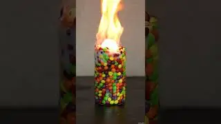 Red Hot Steel Ball vs. Skittles: Sweet Meltdown! 🔥🍬 #hydraulicpress #skittles #satisfying