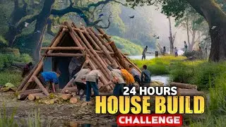 I Spent 24 HOURS Building a SURVIVAL HOUSE in a FOREST in REAL LIFE