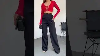 Siyah Beli Bağlamalı Palazzo Kumaş Pantolon