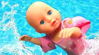 Видео для малышей. Кукла Беби Бон играет в бассейне! Весёлые игры для детей.