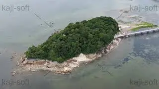 ドローン空撮映像・愛知県・三河湾・竹島・高高度右旋回・海側・東側