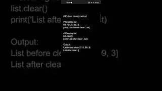 Clear ( ) method in python