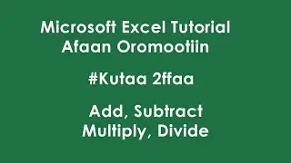 Microsoft Excel tutorial by Afaan Oromoo : kutaa 2ffaa
