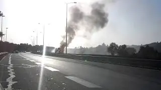 Zapalio se autobus kod Malog Pozarevca na autoputu 25.08.2017.