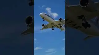 Qatar Airways B787-8 overhead landing at Birmingham 