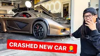 TIM CRASHES HIS NEW CAR INTO A CONCRETE WALL …