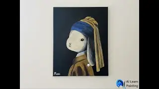 Time-lapse Acrylic Painting: Bunny with A Pearl Earring