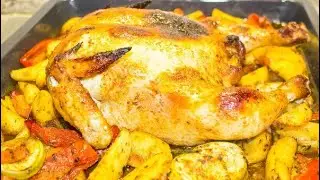 Курица, картофель, грибы запеченные в духовке 😋 Chicken, potatoes, mushrooms baked in the oven