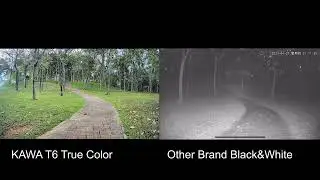 KAWA T6 pro security camera Next-Gen Color Night Vision dark garden lane at late night