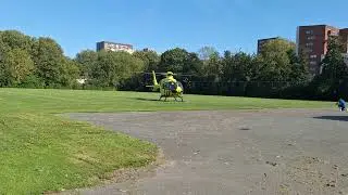 traumahelikopter vertrekt vanaf van der helmstraat Rotterdam