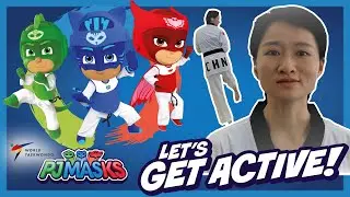 PJ Masks Get Active! | Learn Jumping Back Kick with Jing Yu Wu | PJ Masks X World Taekwondo