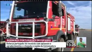 Bombeiros portugueses recebidos como heróis em Espanha
