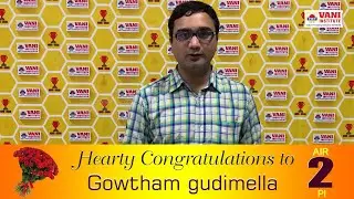 GATE 2021- PI AIR 2nd Ranker Testimonial | Gowtham Gudimella | VANI INSTITUTE