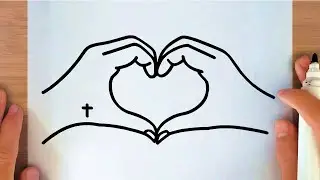 HOW TO DRAW HANDS MAKING A HEART