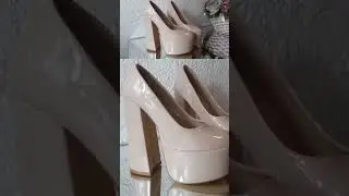 Бежево Розовые туфли на платформе и каблуке