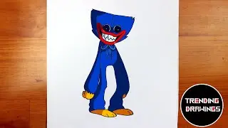 How To Draw FNF MOD Character - Huggy Wuggy Easy Step by Step