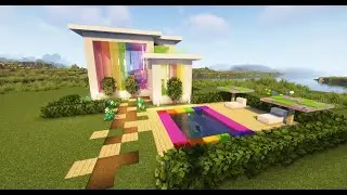 A EASY and MODERN rainbow HOUSE in MINECRAFT | How To Build