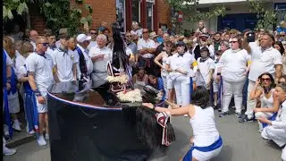 Padstow May Day Obby Oss 2025 - Blue Ribbon Oss