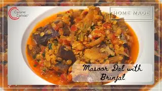 Masoor Dal with Brinjal | Veggie Dal | Lentils and Veggies | Vegan and Vegetarian | One-Pot Recipe