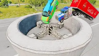 A car crashed into a giant spinner with a wall – BeamNG Drive