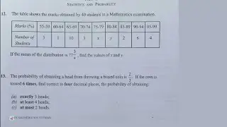 WASSCE 2023 Nov-Dec Further (Elective) Mathematics Paper 2 Statistics and Probability Questions