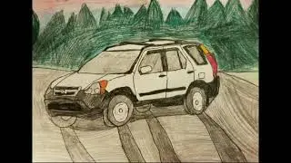I drew a picture of my dream car (white Honda CR-V 2nd gen)