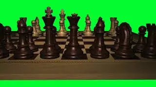Chess Board Panorama  Front White Pieces Green Screen
