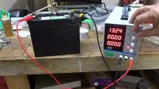 Bench power supply charges battery and tip for cold weather starting in the comments.
