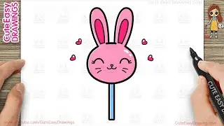 How to Draw a Cute Bunny Lollipop for Kids Step by Step