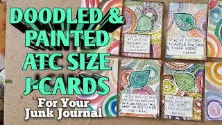 DOODLED & PAINTED ATC SIZE J-CARDS. for your Junk Journal