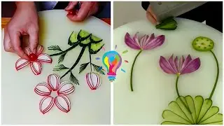 Цветы из овощей. Украшение салата.
