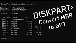MBR SSD TO GPT Conversion Using DISKPART DIY
