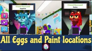 All Paint and Egg Locations / Roblox Play Cats Morphe Friend Rescue