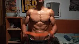 20 yo teen bodybuilder home sweaty bicep and shoulder workout