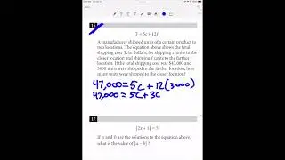 College Board SAT TEST 10 — MATH NO CALCULATOR Question #16 (Algebraic Word Problems)