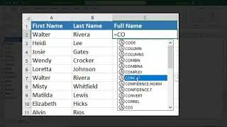 Excel 2019 - Combine Multiple Cells in Using CONCAT