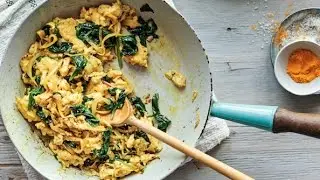 Turmeric Scrambled Eggs with Spinach & Ghee