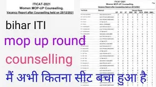 bihar iti mop up round ke bad bacha hua seat || mop up round ke bad bacha hua seat