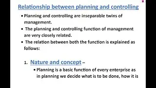 Relationship between planning and controlling | Controlling | Chapter - 8 | Class - 12