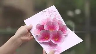 3D Pop Up Card Peach Blossom Flowers Greeting Card