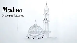Masjid-E-Nabawi Drawing Tutorial | Madina Drawing | Masjid E Nabawi Pencil Drawing | Pencil Crayon