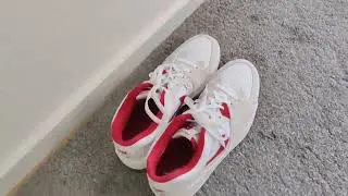 Nike Air Jordan Stadium 90 White Varsity Red Sneaker Review On feet