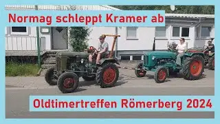 Oldtimertreffen Römerberg 2024 | Heimfahrt der Schlepper | Normag schleppt Kramer ab