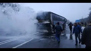 04.02.2019 Під час руху загорівся автобус біля селища Курне Пулинського району